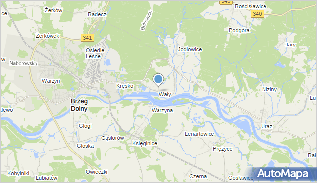 mapa Wały, Wały gmina Brzeg Dolny na mapie Targeo